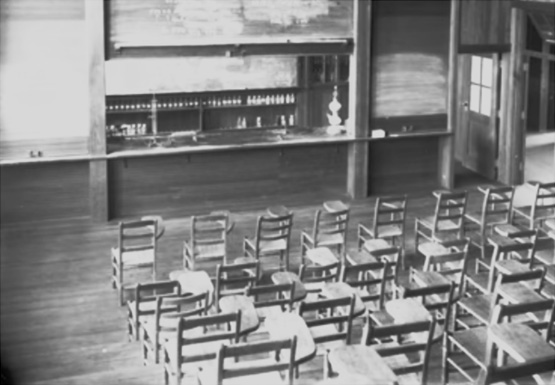 Black & white images of school classroom