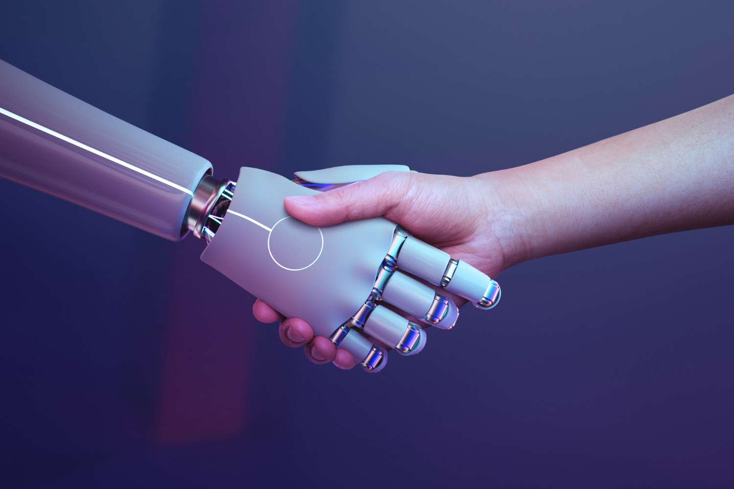 Human and robot's handshake.